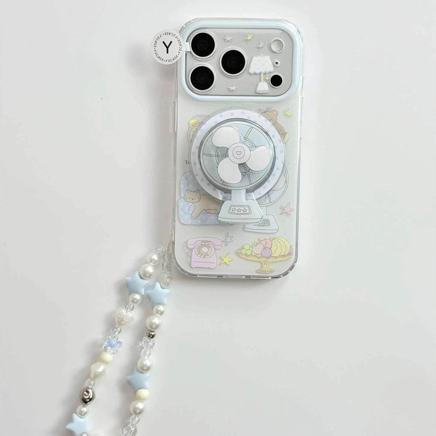雨柠磁吸卡通创意可爱小猫电风扇IMD双层手机壳适用iPhone17新款苹果16日韩INS15个性创意14防摔保护套