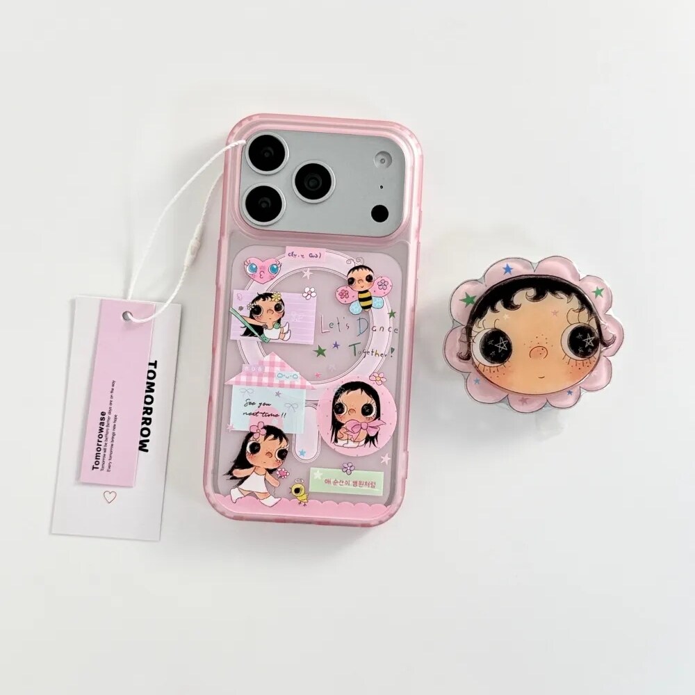 雨柠可爱透粉色小玉适用苹果17promax磨砂iphone16透明磁吸手机硬壳15卡通日韩INS个性创意14防摔保护套