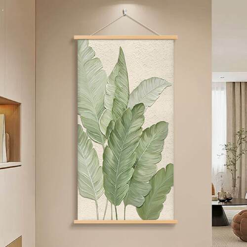 家大业大客厅入户玄关装饰画立体肌理感绿植挂画进门走廊遮挡壁画