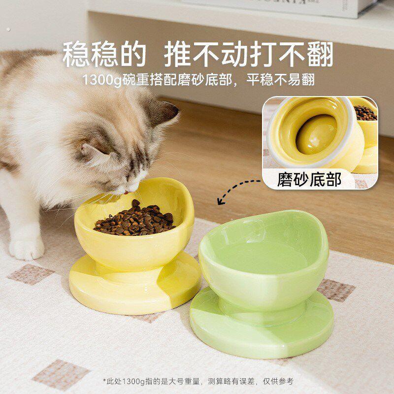 宠物碗元宝造型陶瓷碗值猫碗狗碗狗狗防打翻喂食喝水碗猫咪盆