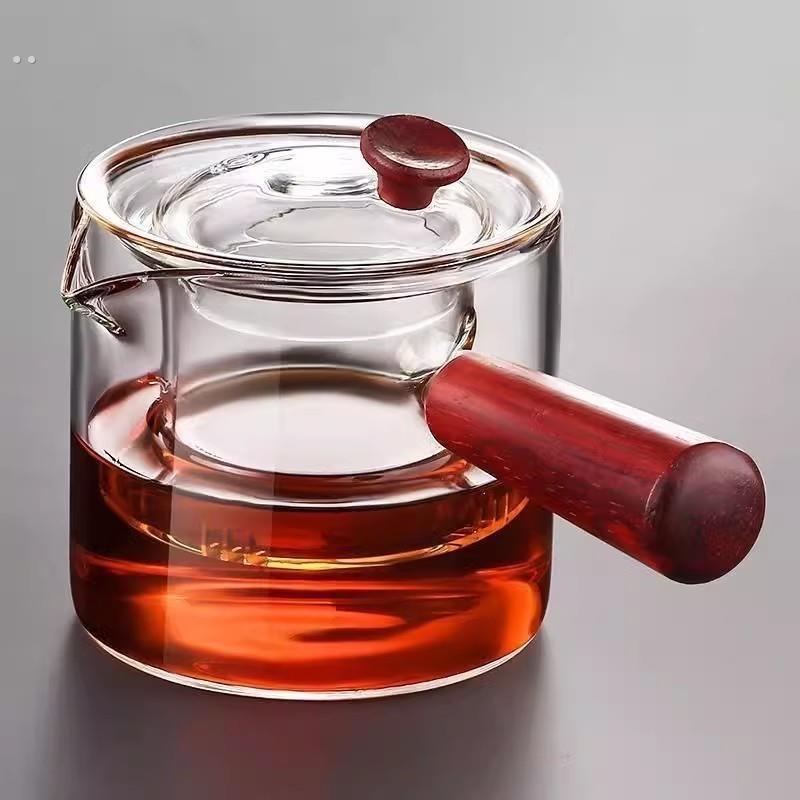 侧把直觉壶加厚耐热玻璃过滤煮茶器家用茶具套组黑晶炉煮茶冲茶器