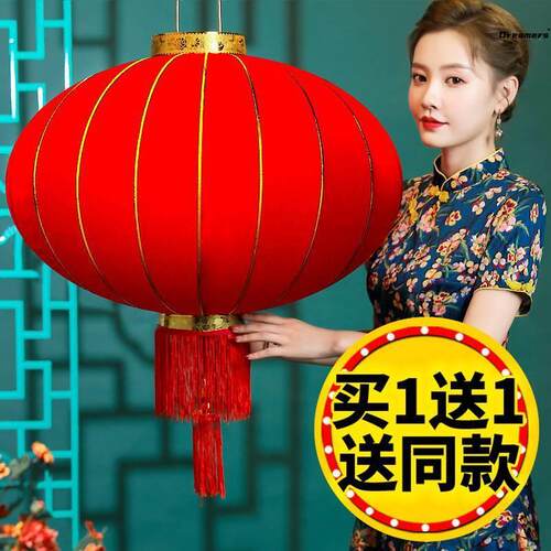 。农村大门口灯笼新年装饰阳台庭院自建房别墅绒布入户挂饰喜庆布