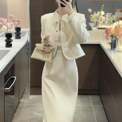 入秋一整套时尚小香风开衫外套复古国风连衣裙两件套女款气质服装