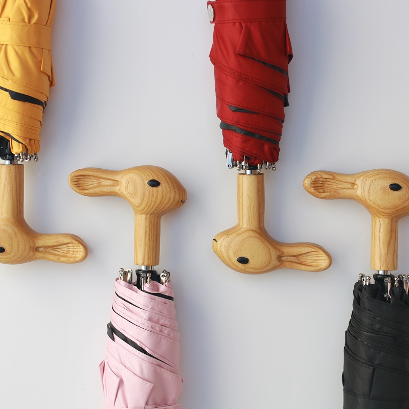 可爱木兔头迷你五折叠晴雨伞两用黑胶遮阳防晒紫外线太阳伞女