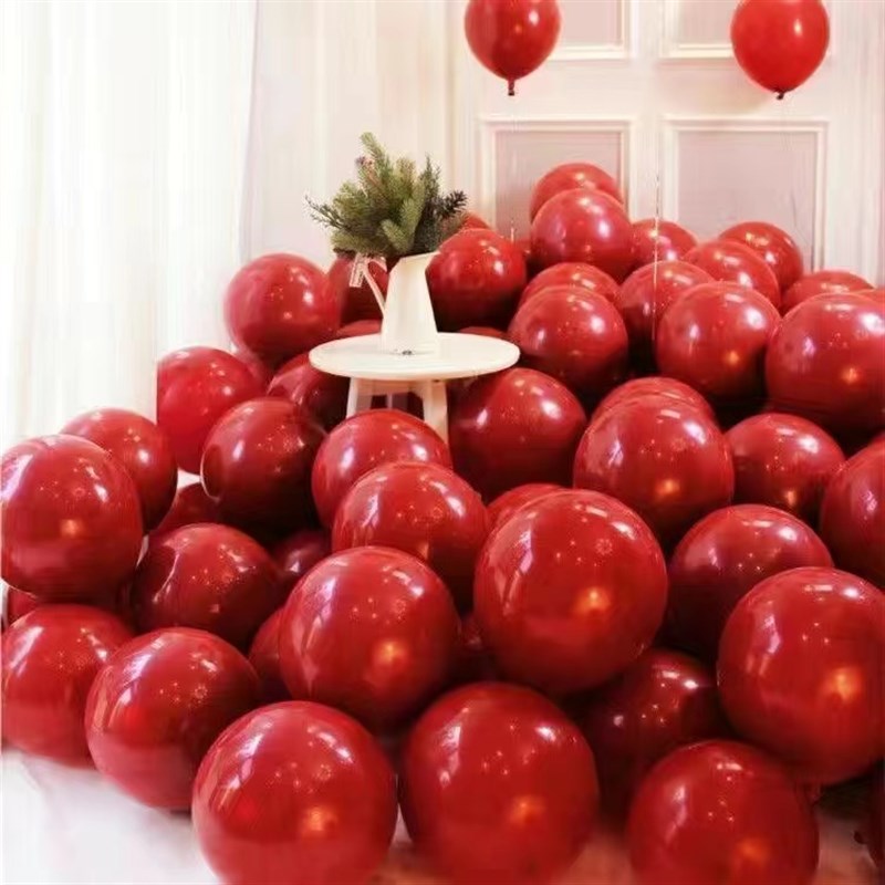 宝石红气球装饰气球婚庆场景布置套装生日结婚房礼石榴红气球双层