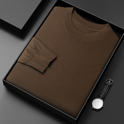 精纺纯羊毛衫男长袖60支超细美丽诺羊毛轻薄柔软半高领针织打底衫