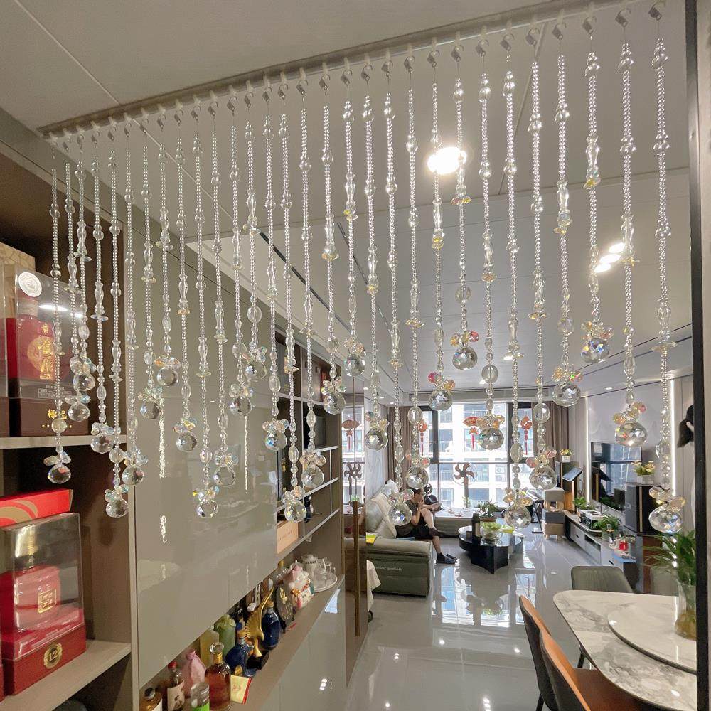 水晶珠帘A7A9新款雨淋客厅隔断免打孔帘子玄关过道厨房门帘挂手工