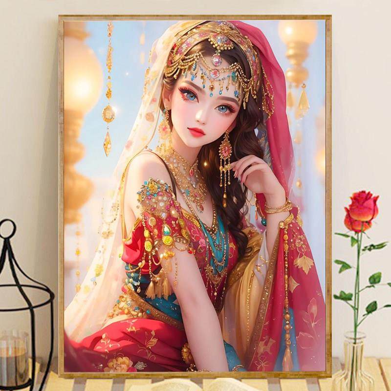 西域公主钻石画人物新款印花十字绣唯美女贴钻钻石绣卧室浪漫挂画,居家布艺,钻石绣,淘宝优惠券,粉丝福利购,淘宝优惠卷