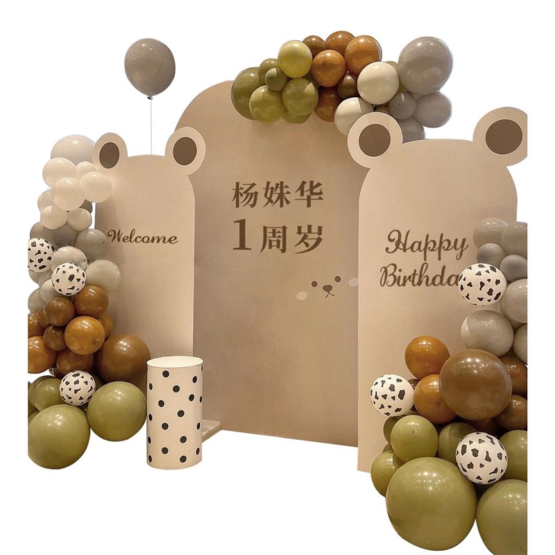 宝宝一周岁生日布置装饰场景kt板十10岁男女孩百天百日宴2背景墙1