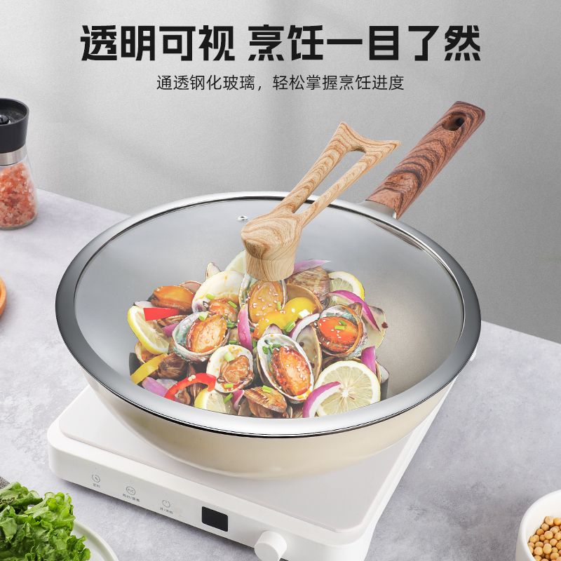 拜格可立式锅盖加厚钢化防爆玻璃盖家用百搭通用防烫耐高温透明盖