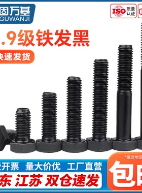 12.9级外六角螺丝钉高强度外六角螺栓黑色加长螺钉大全国标M6-M20