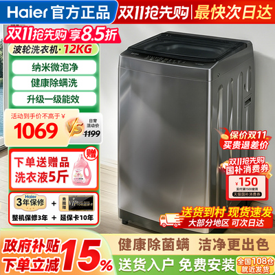 海尔洗衣机全自动家用波轮12公斤