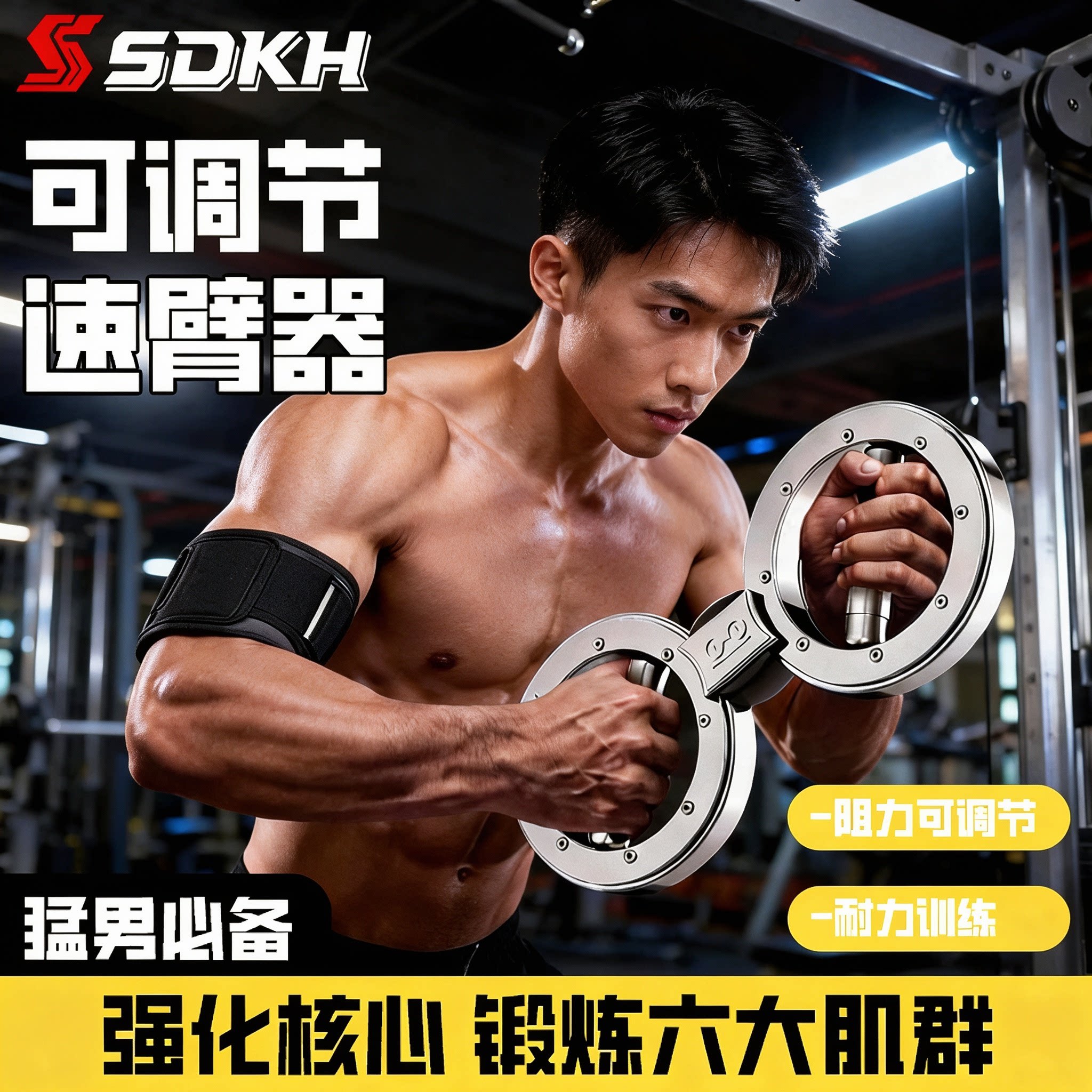 速臂器阻力调节手臂塑形男士新型臂力棒小臂锻炼肌肉力量训练器材