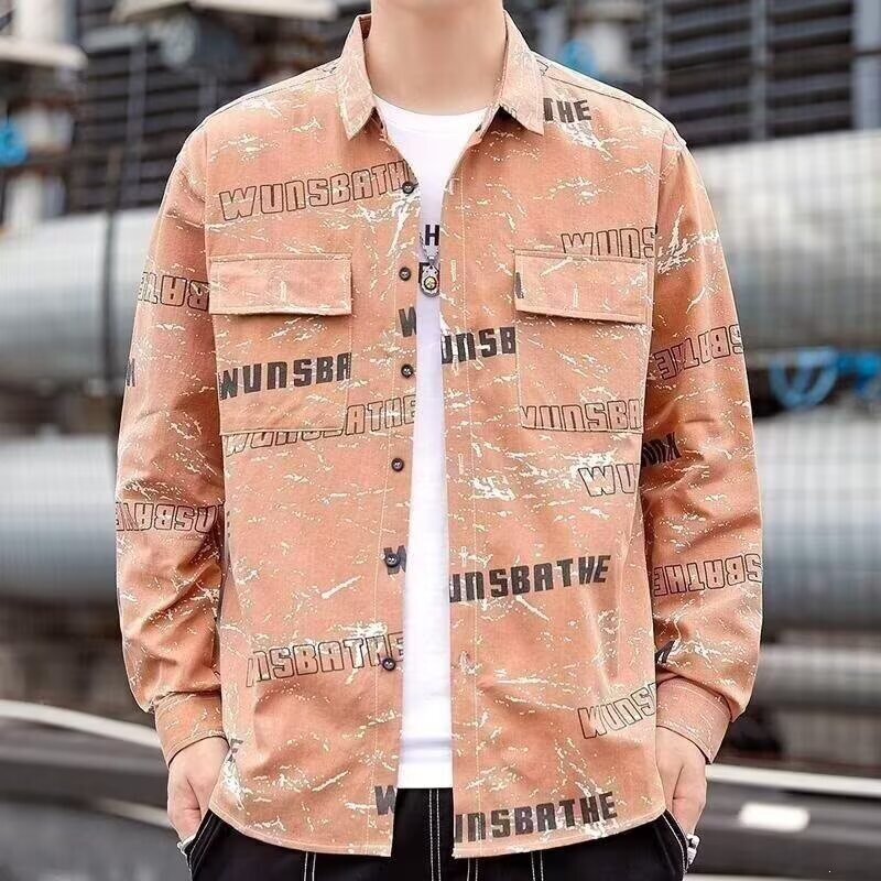 潮流简约日系干活穿衬衫外套男耐磨耐脏工作服春秋衬衣长袖劳保服