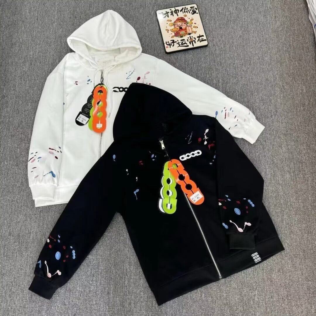 潮牌刺绣拉链加绒卫衣开衫男女2026秋冬新款欧货宽松百搭连帽外套