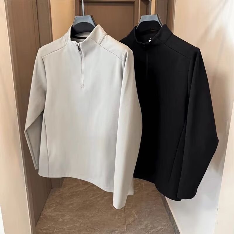 半拉链训练服男秋季跑步速干衣长袖t恤运动外套健身体育田径上衣