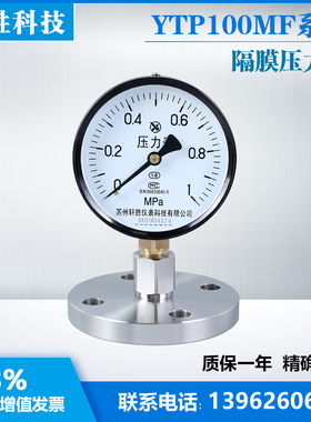 YTP-100MF DN25 法兰隔膜压力表 HG20592不锈钢法兰隔膜式压力表