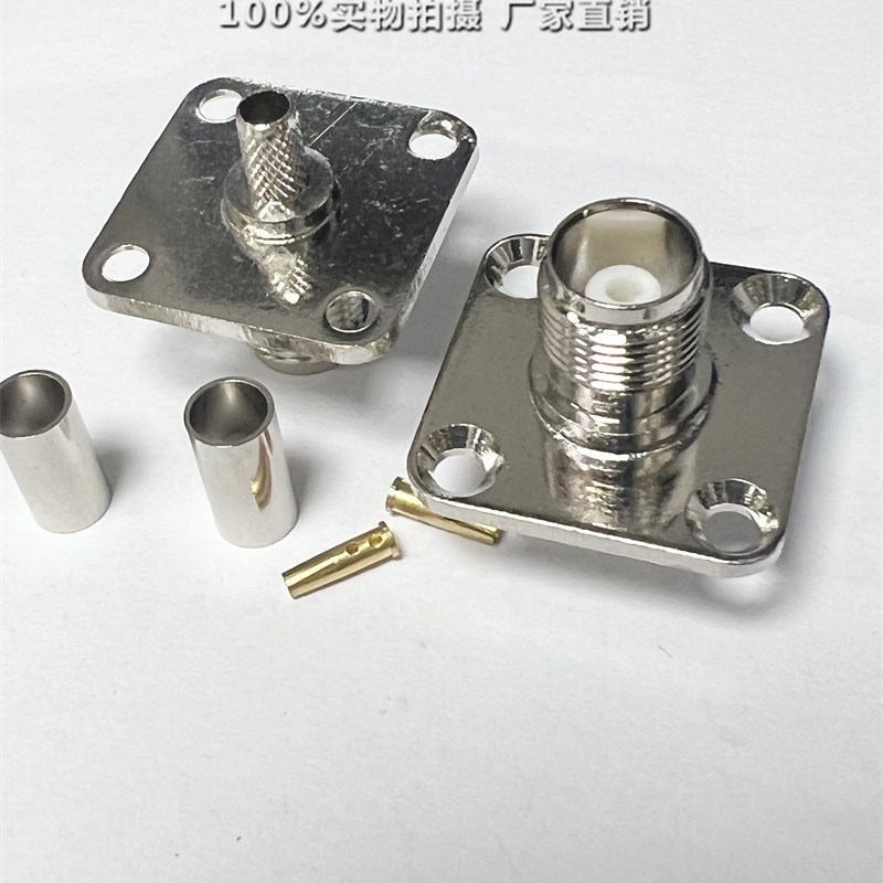 铜 射频连接器 TNC母头带大法兰盘固定接线头 TNC-KF-3 25MMX25MM