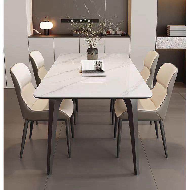 意式轻奢现代简约半托岩板餐桌餐椅组合长方形家用小户型新款饭桌