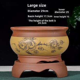 宜兴市紫砂花盆大直径中小圆兰专用盆景花盆底座托盘厂家直销