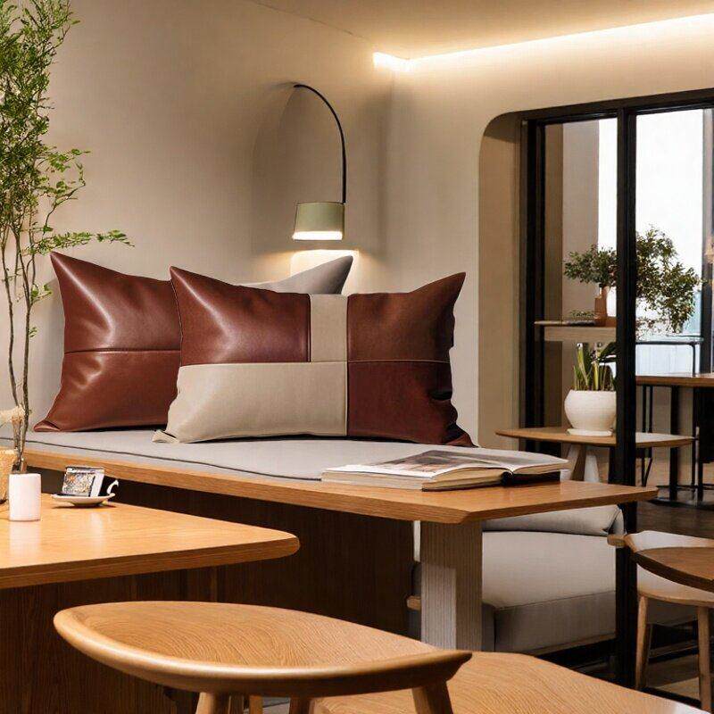 2025新款沙发真皮抱枕轻奢高级感羊皮靠垫办公室腰枕客厅卧室定制