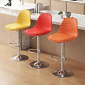 北欧轻奢吧台椅家用餐椅旋转高脚凳前台收银酒吧椅靠背高吧凳升降