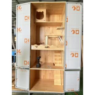 定制猫笼阳台猫柜猫窝不占地猫屋纯松木实木家用高端豪华猫别墅