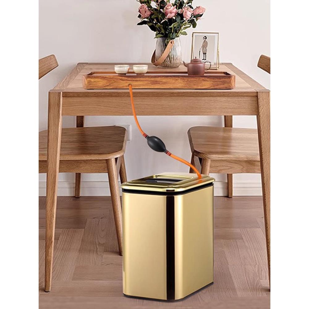 新中式不锈钢茶水桶木纹家用方形智能干湿分离茶渣茶台桌下排水桶