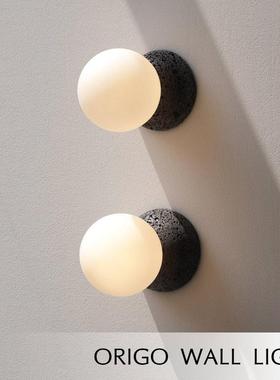 Origo极简水磨石诧寂风客厅背景墙过道玄关北欧圆球卧室床头壁灯