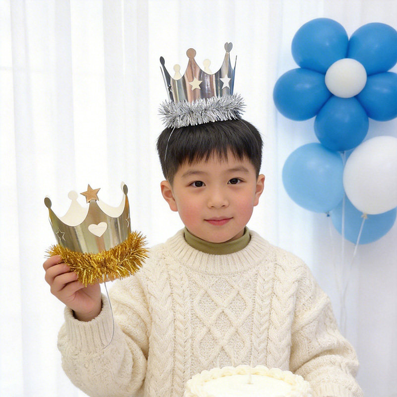 金色银色流苏生日皇冠头饰儿童成人拍照道具网红装饰帽子节日头冠图片