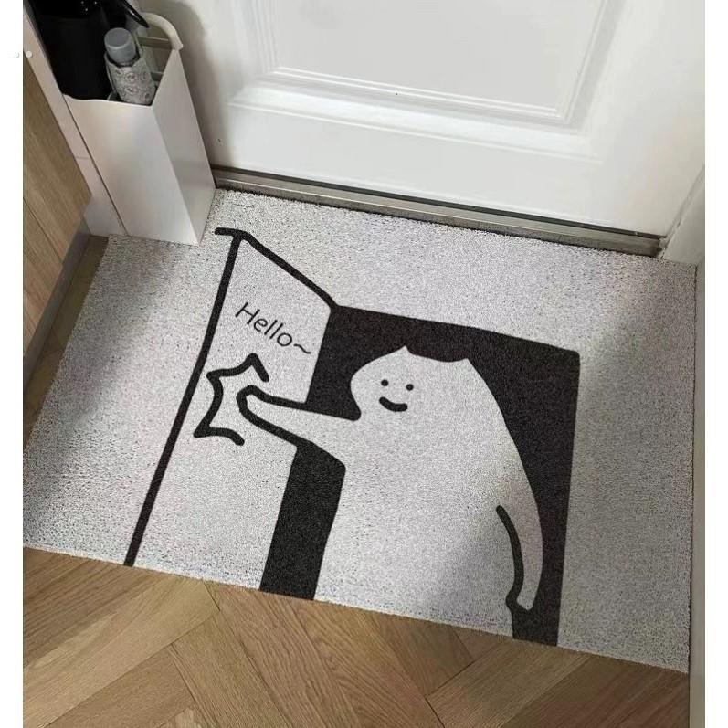 可爱猫咪入户门防水地垫进门口玄关可裁剪除尘可擦线圈门垫可定制