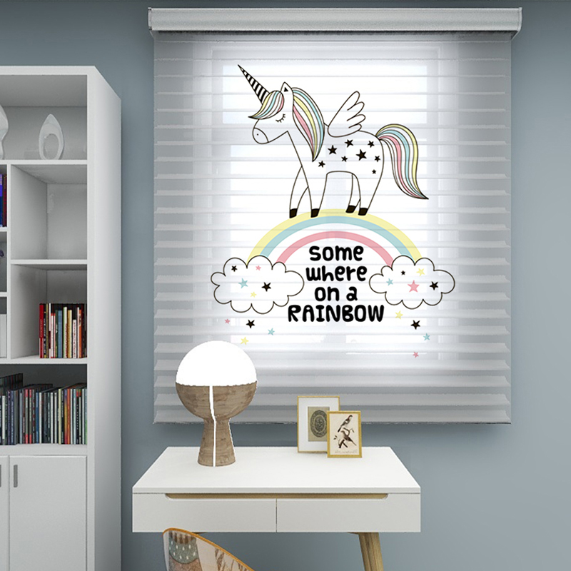 伊美芬免打孔香格里拉帘儿童房卧室柔纱帘遮光升降卷帘窗帘百叶帘