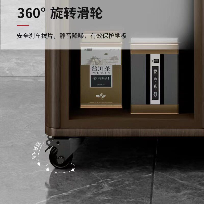 新阳台茶桌小户型小茶台实木岩板带轮茶茶桌椅