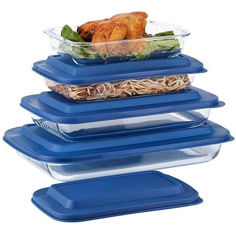 耐热玻璃烤盘带盖长方形微波炉烤箱专用盘子焗饭碗烤鱼盘烘焙用品