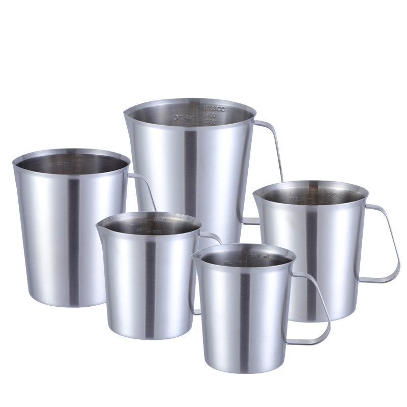 加厚0不锈钢量杯 奶茶咖啡量杯2L带刻度拉花杯实验杯