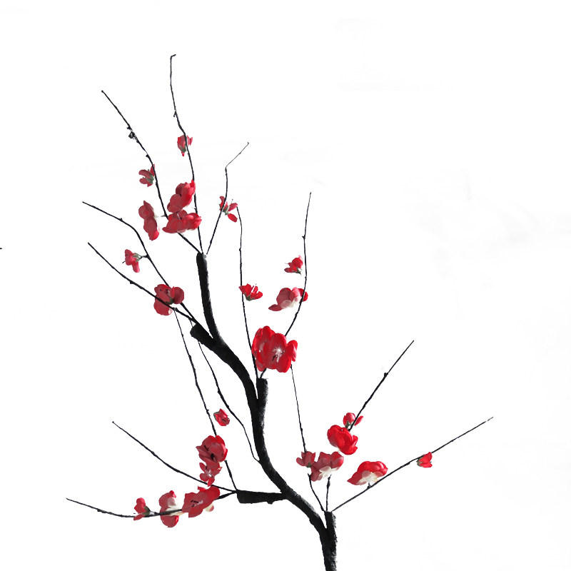 单支仿真梅花树枝腊梅假花绢花中式立体客厅落地插花婚庆装饰