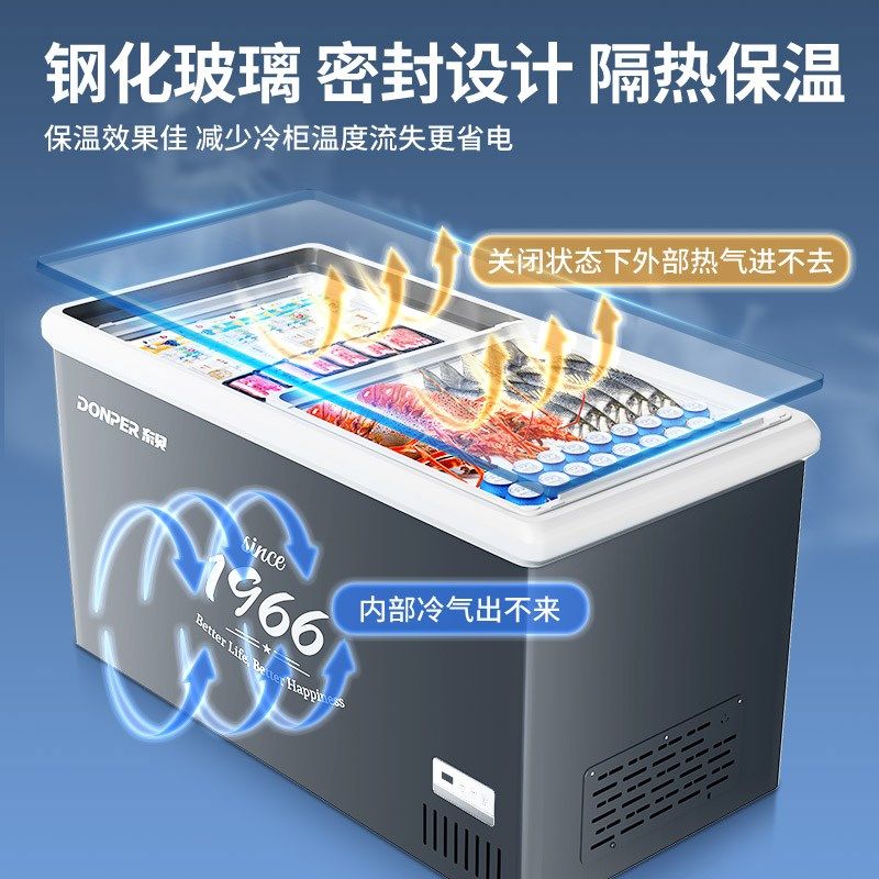 东贝商用超市冷冻岛柜移门卧式展示柜大容量冻品冰柜