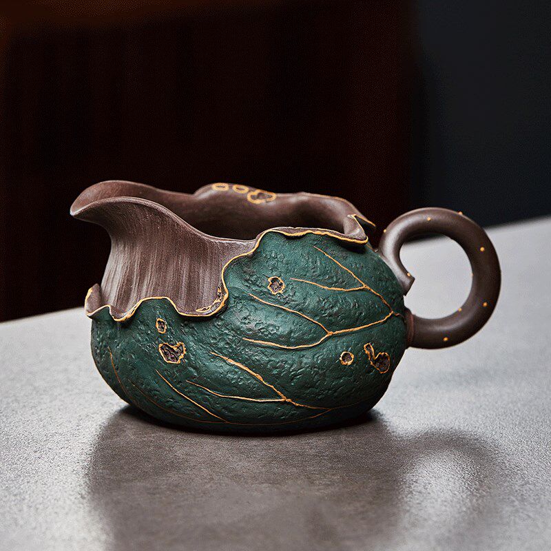 宜兴原矿紫泥公道杯紫砂莲子荷叶公杯分茶器功夫茶具茶组