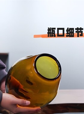 暖秋  琥珀金原色加厚水晶瓶水样鲜切玫瑰百合