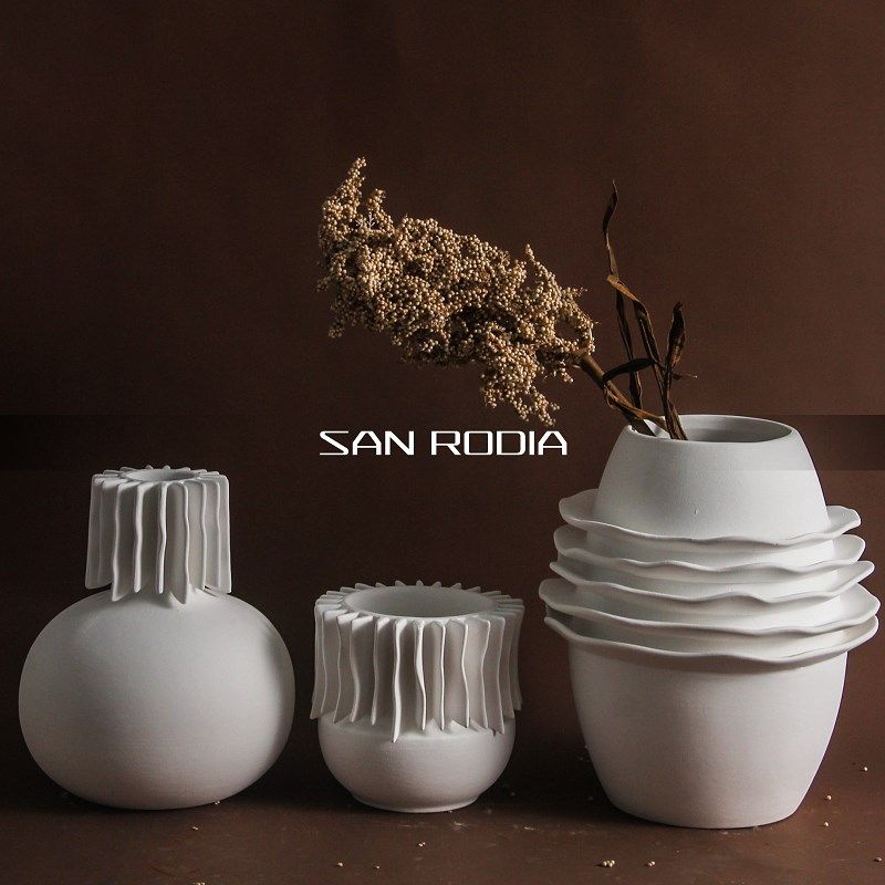 现代白色折纸百叶陶瓷瓶样板房售楼处客厅插器装饰品,家居饰品,花瓶,淘宝优惠券,粉丝福利购,淘宝优惠卷