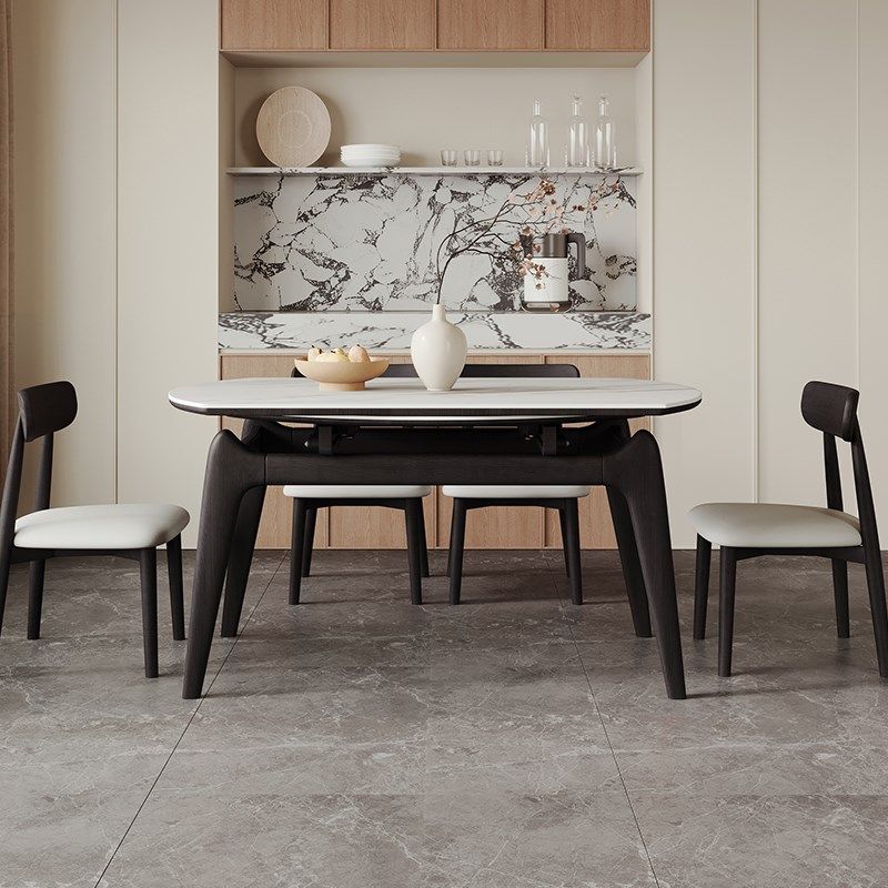 岩板餐桌椅现代家用方变圆形伸缩实木猫耳朵吃饭桌子,住宅家具,岩板餐桌,淘宝优惠券,粉丝福利购,淘宝优惠卷