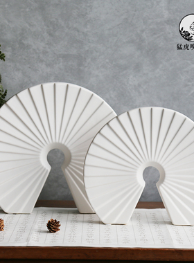 现代白色陶瓷扇形新样板间售楼处书柜创意软装饰品