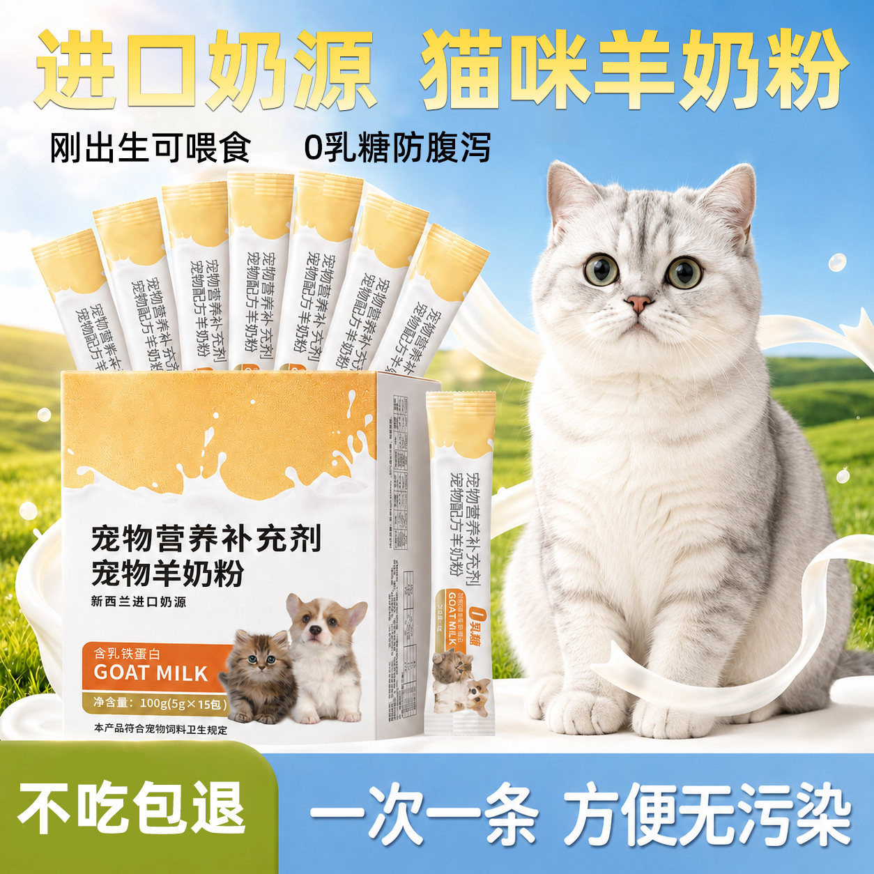 羊奶粉猫咪专用宠物幼猫用奶粉新生小猫0乳糖猫粮成猫产后营养品