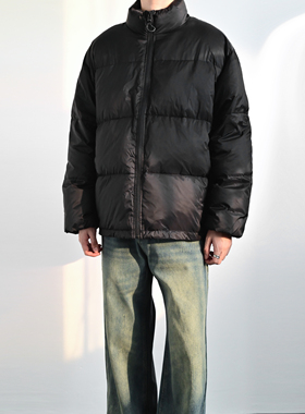 233UNIT美式立领羽绒服男加厚保暖宽松百搭黑色白鸭绒外套常规款
