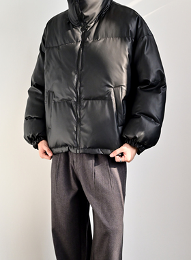 233UNIT美式休闲黑色立领棉服男加厚保暖宽松百搭休闲棉衣外套潮