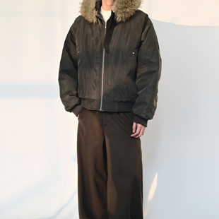 233UNIT美式 复古毛领连帽棉衣男女加厚重磅保暖飞行员夹克外套潮