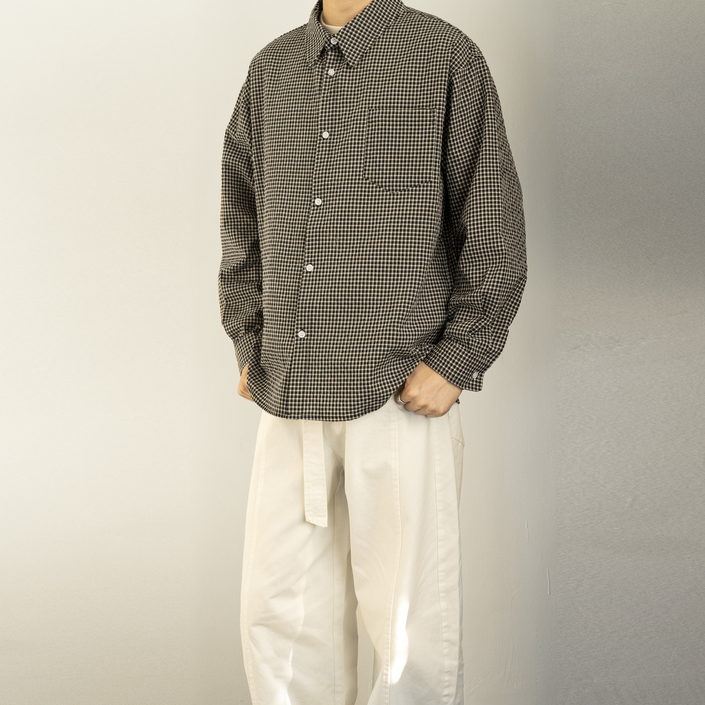 233UNIT美式复古高智感格子衬衫男长袖宽松休闲潮流衬衣通勤外套,男装,衬衫,淘宝优惠券,粉丝福利购,淘宝优惠卷