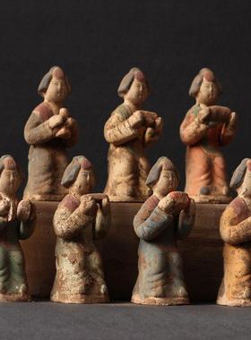 仿古陶器摆件陶俑仕女乐器俑古典中式工艺品客厅博古架商务礼品