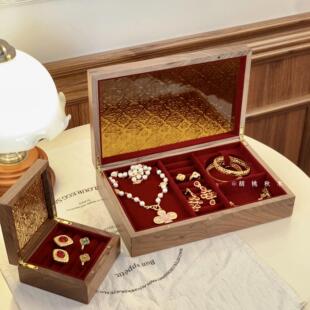 实木首饰收纳盒海棠玻璃三金五金彩礼聘礼新婚结婚订婚礼物礼盒