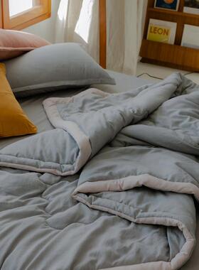 男生灰色夏季被芯单双人夏凉被轻薄被子空调被四件套可机洗夏被